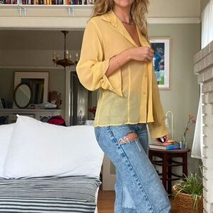 United Colors of Bennetton sheer button up top.